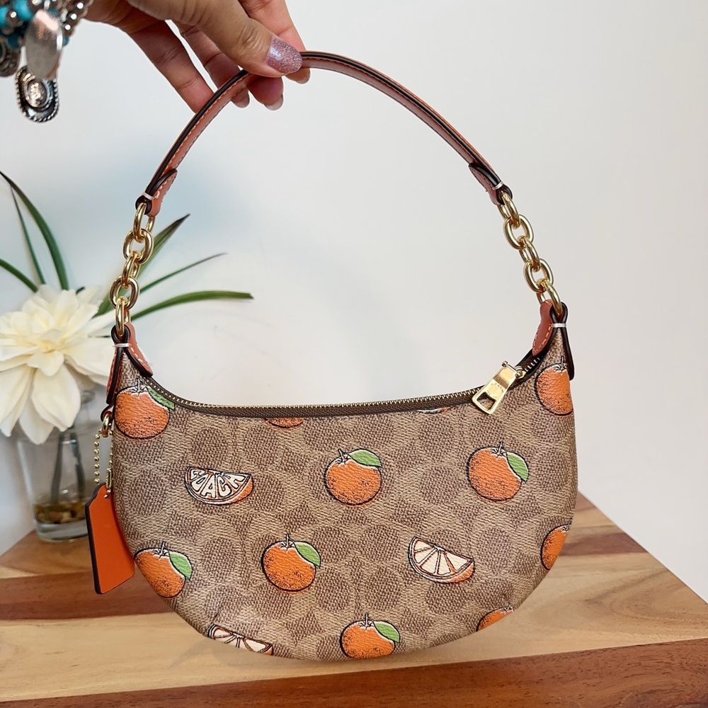 NWT COACH MINI‎ PAYTON BAG IN SIGNATURE CANVAS WITH ORANGE PRINT - Picture 3 of 7